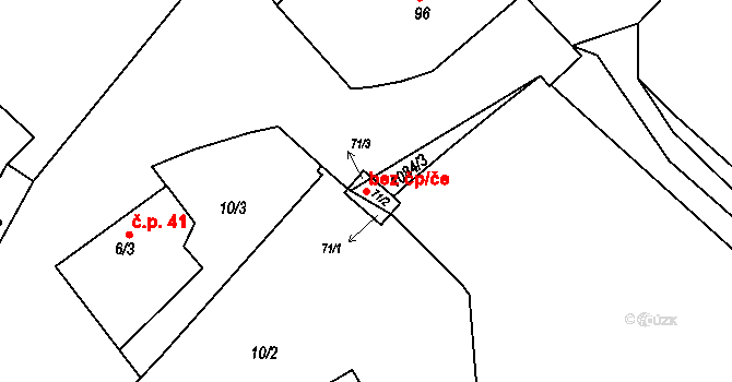 Bystřice pod Hostýnem 42875269 na parcele st. 71/2 v KÚ Bílavsko, Katastrální mapa