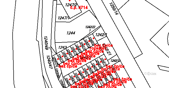 Chomutov 43019269 na parcele st. 1242/14 v KÚ Chomutov II, Katastrální mapa