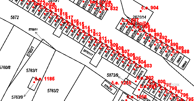 Velké Meziříčí 810 na parcele st. 2870/83 v KÚ Velké Meziříčí, Katastrální mapa