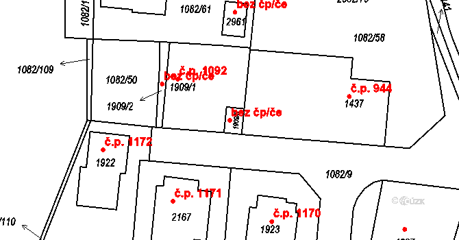 Dobříš 44437269 na parcele st. 1909/3 v KÚ Dobříš, Katastrální mapa