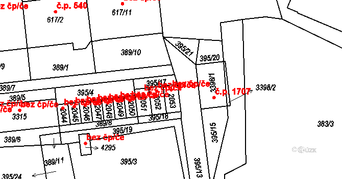 Humpolec 45253269 na parcele st. 2053 v KÚ Humpolec, Katastrální mapa