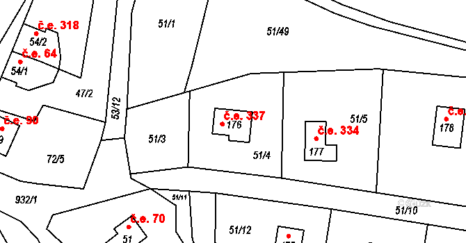 Rounek 337, Vyskytná nad Jihlavou na parcele st. 176 v KÚ Rounek, Katastrální mapa