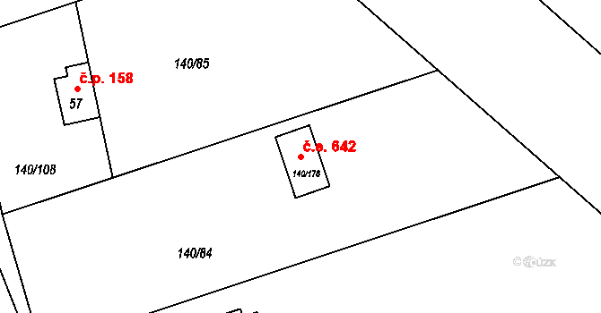 Chlomek 642, Petrov na parcele st. 140/178 v KÚ Sázava u Petrova, Katastrální mapa