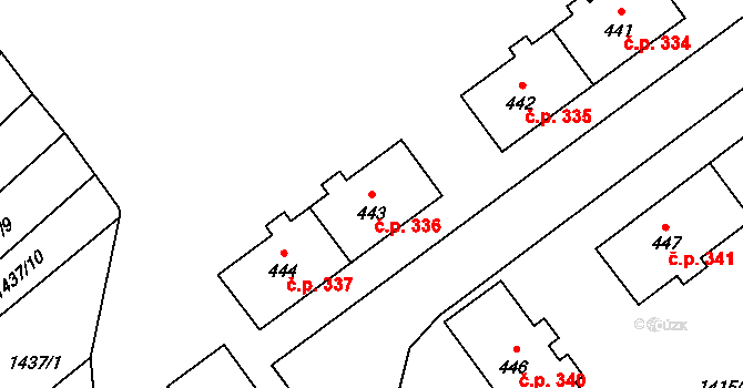 Holýšov 336 na parcele st. 443 v KÚ Holýšov, Katastrální mapa