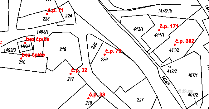 Olomučany 79 na parcele st. 226 v KÚ Olomučany, Katastrální mapa