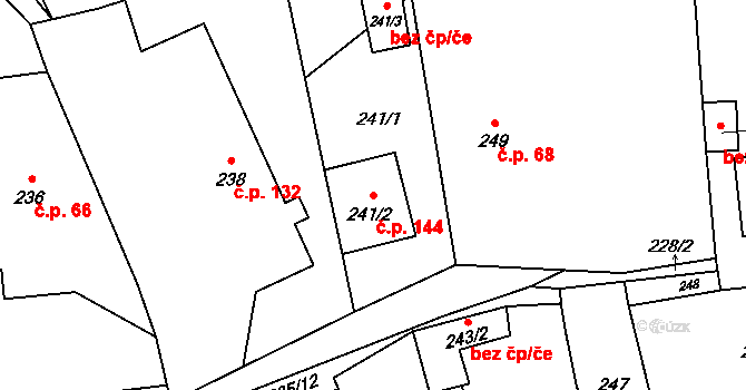 Jerlochovice 144, Fulnek na parcele st. 241/2 v KÚ Jerlochovice, Katastrální mapa