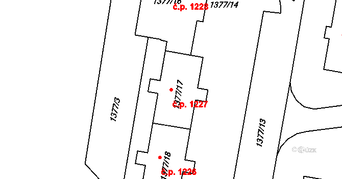 Kopřivnice 1227 na parcele st. 1377/17 v KÚ Kopřivnice, Katastrální mapa