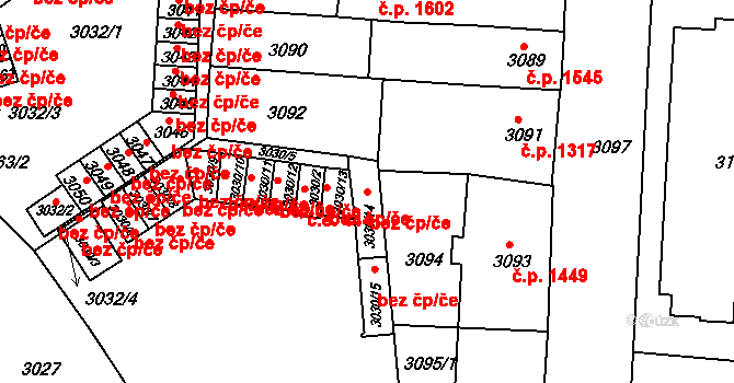 Česká Lípa 92216269 na parcele st. 3030/14 v KÚ Česká Lípa, Katastrální mapa