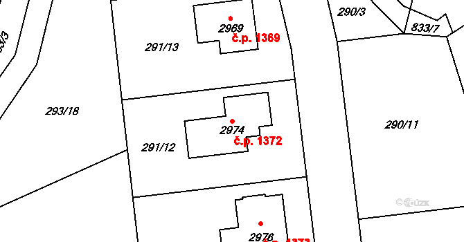 Litovel 1372 na parcele st. 2974 v KÚ Litovel, Katastrální mapa