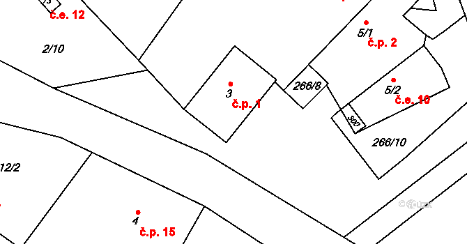 Chuchel 1, Jeřišno na parcele st. 3 v KÚ Chuchel, Katastrální mapa