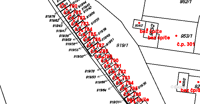 Pudlov 790, Bohumín na parcele st. 919/12 v KÚ Pudlov, Katastrální mapa