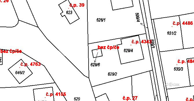 Jablonec nad Nisou 103563270 na parcele st. 629/6 v KÚ Vrkoslavice, Katastrální mapa
