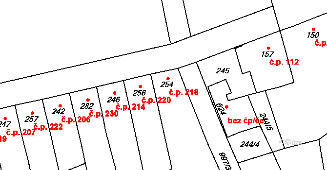 Rokytnice 218 na parcele st. 254 v KÚ Rokytnice u Přerova, Katastrální mapa