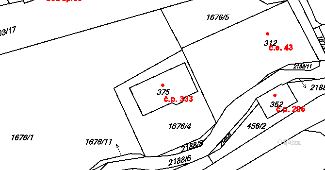 Nové Hamry 333 na parcele st. 375 v KÚ Nové Hamry, Katastrální mapa