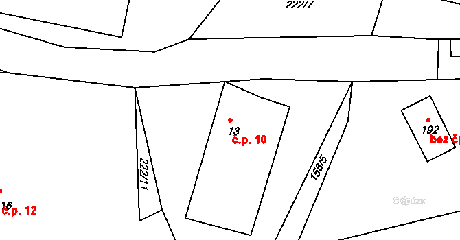 Mstětice 10, Zeleneč na parcele st. 13 v KÚ Mstětice, Katastrální mapa