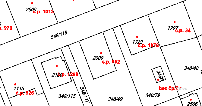 Dobříš 952 na parcele st. 2009 v KÚ Dobříš, Katastrální mapa
