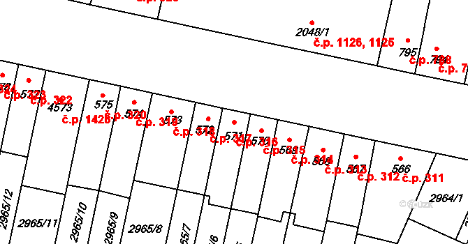 Kyjov 316 na parcele st. 571 v KÚ Kyjov, Katastrální mapa