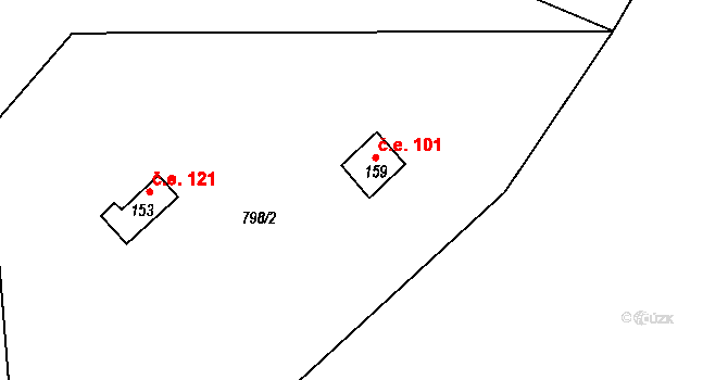 Rounek 101, Vyskytná nad Jihlavou na parcele st. 159 v KÚ Rounek, Katastrální mapa