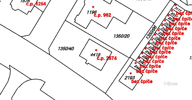 Šumperk 2574 na parcele st. 4418 v KÚ Šumperk, Katastrální mapa
