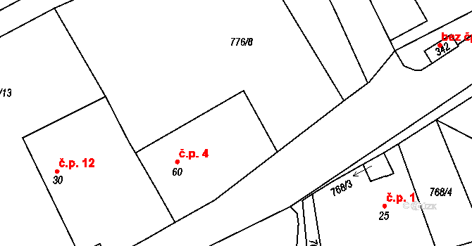 Mokrsko 4, Chotilsko na parcele st. 60 v KÚ Prostřední Lhota, Katastrální mapa