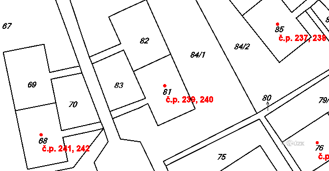 Chlumec 239,240 na parcele st. 81 v KÚ Chlumec u Chabařovic, Katastrální mapa
