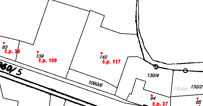 Štěkeň 117 na parcele st. 140 v KÚ Štěkeň, Katastrální mapa