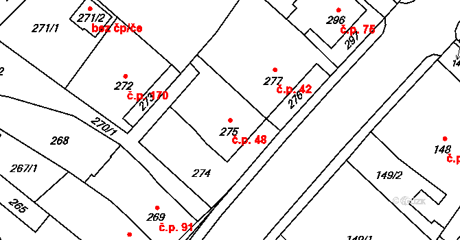 Pudlov 48, Bohumín na parcele st. 275 v KÚ Pudlov, Katastrální mapa
