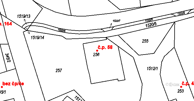 Záblatí 58, Bohumín na parcele st. 256 v KÚ Záblatí u Bohumína, Katastrální mapa