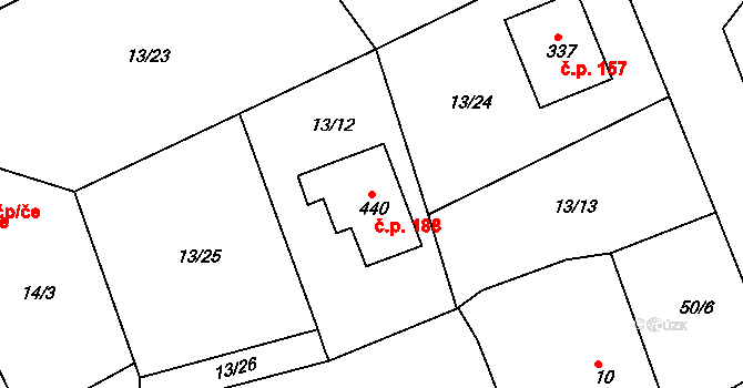 Tašovice 188, Karlovy Vary na parcele st. 440 v KÚ Tašovice, Katastrální mapa