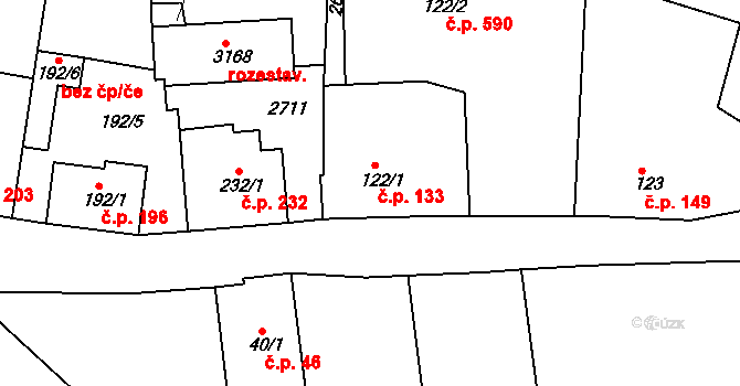Stará Role 133, Karlovy Vary na parcele st. 122/1 v KÚ Stará Role, Katastrální mapa