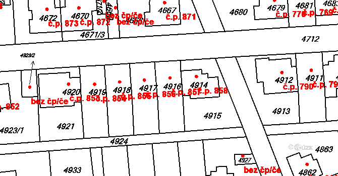 Záběhlice 857, Praha na parcele st. 4916 v KÚ Záběhlice, Katastrální mapa