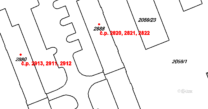 Hodonín 2820,2821,2822 na parcele st. 2888 v KÚ Hodonín, Katastrální mapa