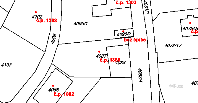 Česká Lípa 1385 na parcele st. 4087 v KÚ Česká Lípa, Katastrální mapa