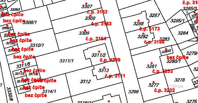 Chomutov 4299 na parcele st. 3311/2 v KÚ Chomutov I, Katastrální mapa