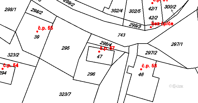 Andělská Hora 57, Chrastava na parcele st. 47 v KÚ Andělská Hora u Chrastavy, Katastrální mapa