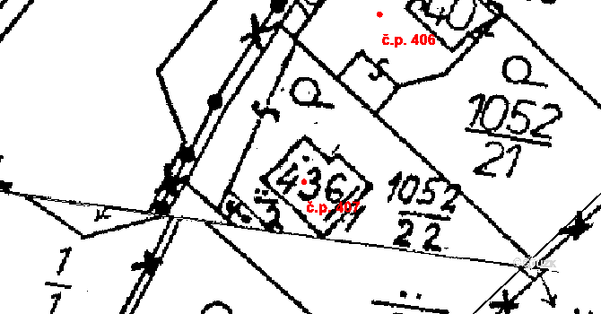 Žiželice 407 na parcele st. 436/1 v KÚ Žiželice nad Cidlinou, Katastrální mapa