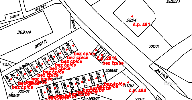Hranice 2016, Karviná na parcele st. 3099/21 v KÚ Karviná-město, Katastrální mapa
