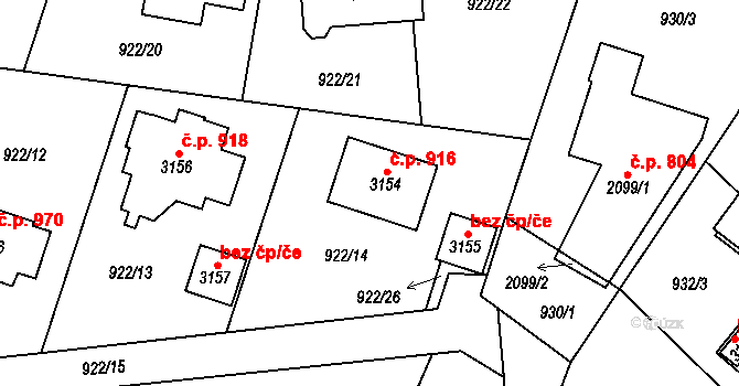 Stará Role 916, Karlovy Vary na parcele st. 3154 v KÚ Stará Role, Katastrální mapa