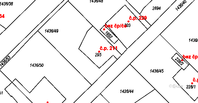 Čerčany 211 na parcele st. 295 v KÚ Čerčany, Katastrální mapa