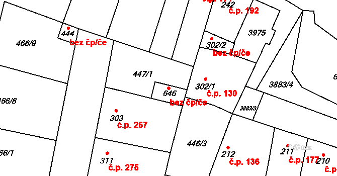 Řevničov 38602270 na parcele st. 646 v KÚ Řevničov, Katastrální mapa