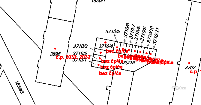 Písek 42159270 na parcele st. 3710/3 v KÚ Písek, Katastrální mapa