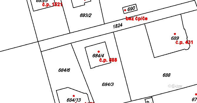 Kylešovice 888, Opava na parcele st. 684/4 v KÚ Kylešovice, Katastrální mapa