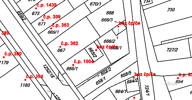 Hustopeče 47101270 na parcele st. 665/2 v KÚ Hustopeče u Brna, Katastrální mapa