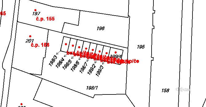 Soběslav 47448270 na parcele st. 199/3 v KÚ Soběslav, Katastrální mapa