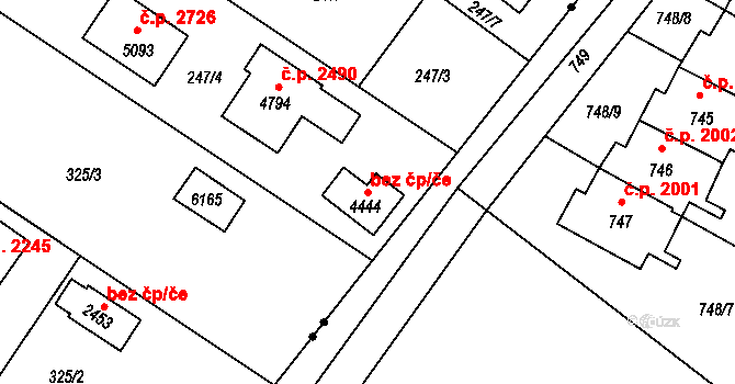 Rožnov pod Radhoštěm 47755270 na parcele st. 4444 v KÚ Rožnov pod Radhoštěm, Katastrální mapa