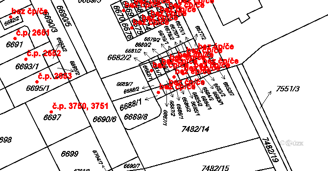 Brno 47998270 na parcele st. 6687/1 v KÚ Židenice, Katastrální mapa