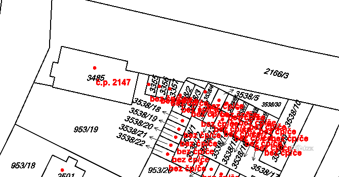 Písek 48044270 na parcele st. 3357 v KÚ Písek, Katastrální mapa