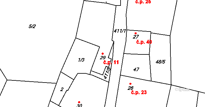 Chacholice 11, Chrast na parcele st. 29 v KÚ Chacholice, Katastrální mapa