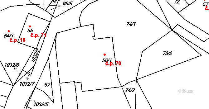 Čimelice 70 na parcele st. 56/1 v KÚ Čimelice, Katastrální mapa