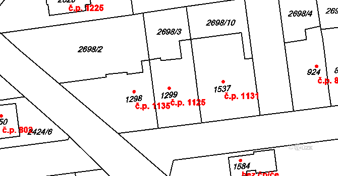 Choceň 1125 na parcele st. 1299 v KÚ Choceň, Katastrální mapa